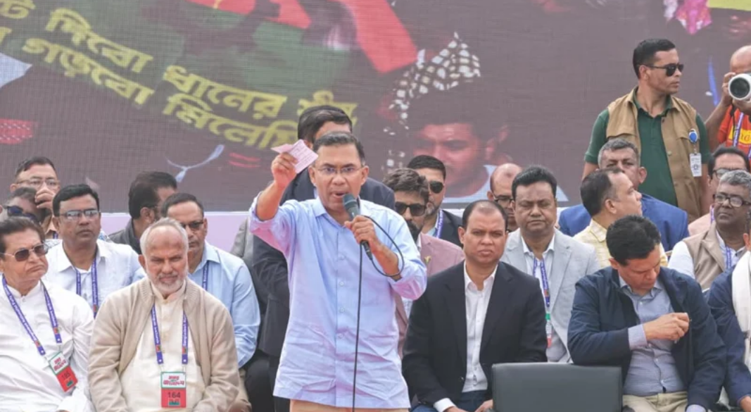 খুলনায় নির্বাচনী জনসভায় বিএনপি চেয়ারম্যান তারেক রহমান