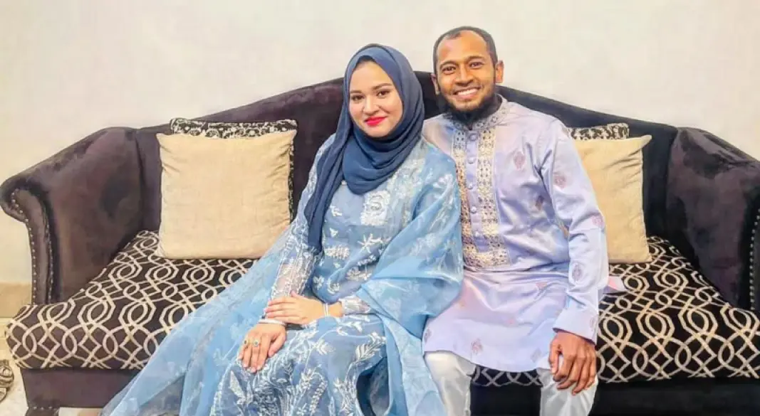 জাতীয় ক্রিকেটার মুশফিকুর রহিম ও স্ত্রী জান্নাতুল কিফায়েত।