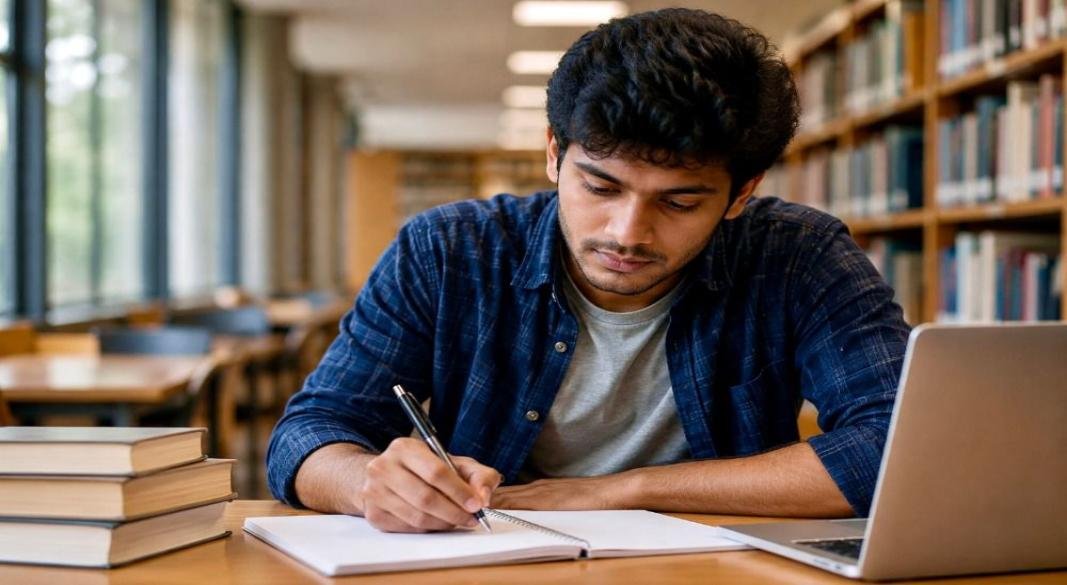 ছবি: বিদেশে উচ্চশিক্ষার প্রস্তুতিতে গবেষণা, বিশ্ববিদ্যালয় ও ফান্ডিংয়ের তথ্য নিয়ে পড়াশোনায় ব্যস্ত এক শিক্ষার্থী (প্রতীকী ছবি)