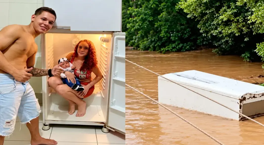 বন্যার পানিতে ফ্রিজে ভেসে বাঁচলেন অন্তঃসত্ত্বা স্ত্রীকে