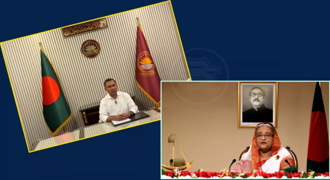 হাসিনার ট্র্যাডিশন ভেঙে দলীয় প্রতীক বা কারও ছবি ছাড়াই ভাষণ দিলেন তারেক রহমান। ছবি: সংগৃহীত