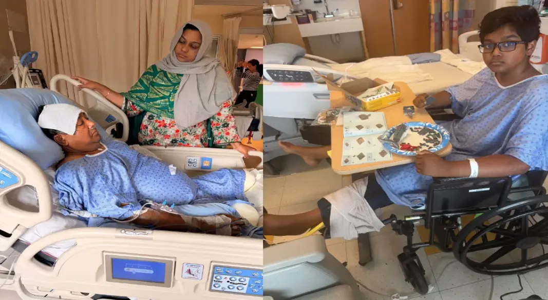 কানাডায় সড়ক দুর্ঘটনায় দুই পা হারানো বাংলাদেশি প্রবাসী মাসুদ বিশ্বাস ও গুরুতর আহত তাঁর ছেলে মারিফ বর্তমানে বাফেলো এলাকায় চিকিৎসাধীন। ছবি: সংগৃহীত