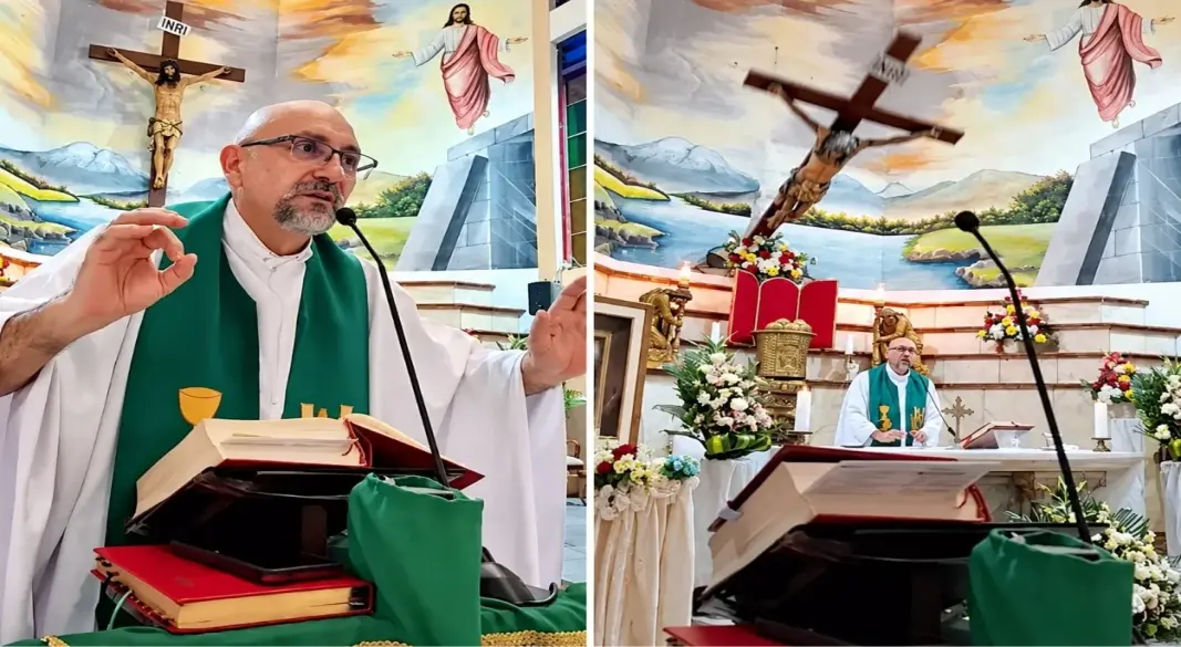 ইকুয়েডরের গুয়ায়াকিল শহরে ধর্মীয় অনুষ্ঠান চলাকালে কাঠের ক্রুশ পড়ে যাজক ফাদার পাত্রিসিও সানচেস মোলিনারির মৃত্যু হয়। গ্রাফিক্স: আমেরিকা বাংলা