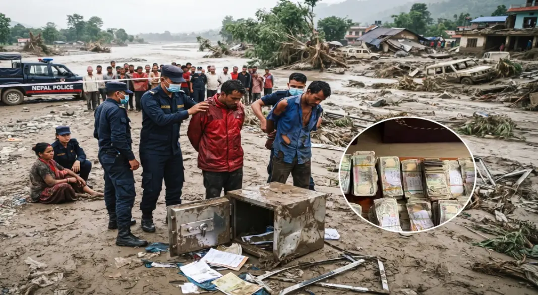 নেপালে বন্যায় ভেসে আসা ব্যাংকের সেফ ভেঙে টাকা লুটের অভিযোগে ২৯ জনকে আটক করেছে পুলিশ। ছবি: সংগৃহীত