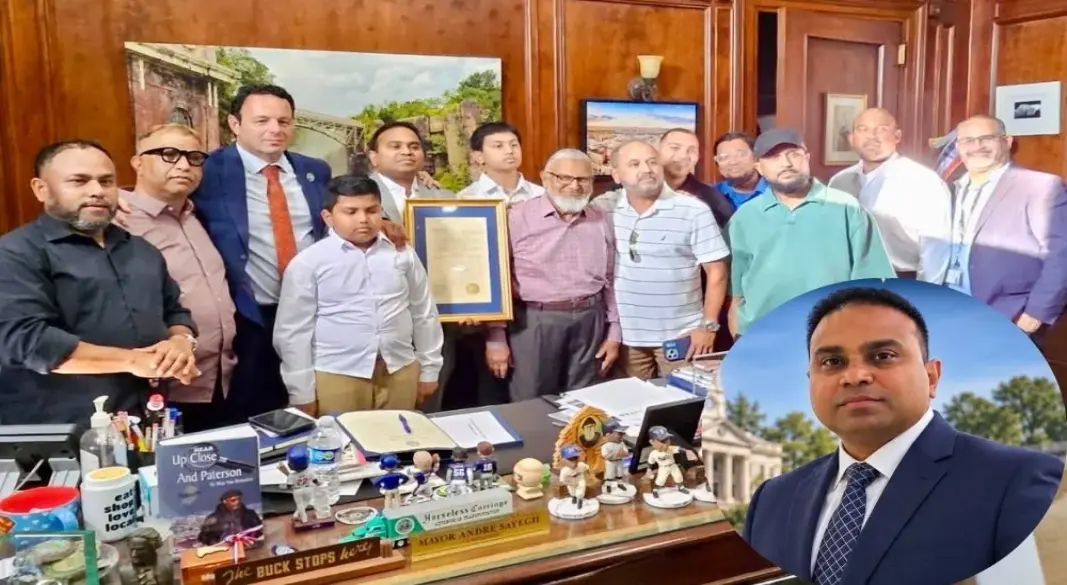 নতুন দায়িত্ব গ্রহণের পর নগরবাসীর সেবায় কাজ করার প্রত্যয় জানিয়েছেন বাংলাদেশি-আমেরিকান শাহরিয়ার সারওয়ার। গ্রাফিক্স: আমেরিকা বাংলা