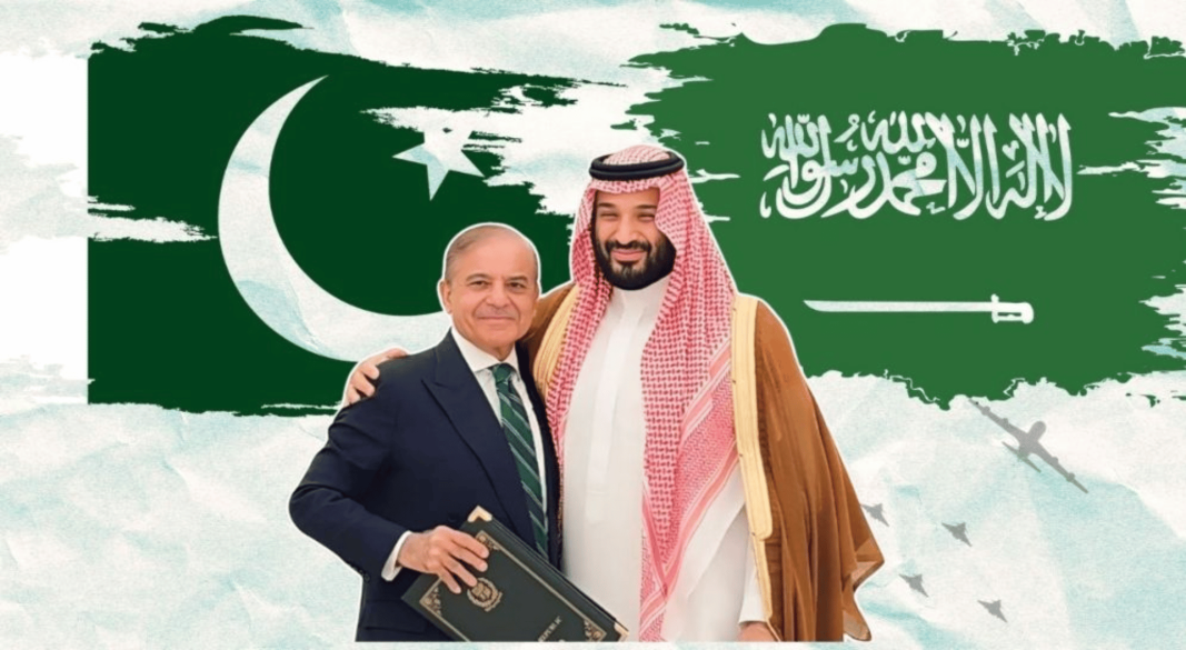 পাকিস্তানের প্রধানমন্ত্রী শেহবাজ শরিফ ও সৌদি আরবের ক্রাউন প্রিন্স মোহাম্মদ বিন সালমান।