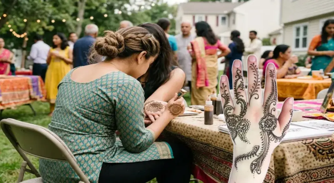 যুক্তরাষ্ট্রে সফটওয়্যার প্রকৌশলী হিসেবে কাজের পাশাপাশি মেহেদি শিল্পী হিসেবেও কাজ করছেন প্রিয়াঙ্কা জৈন। ছবি: সংগৃহীত