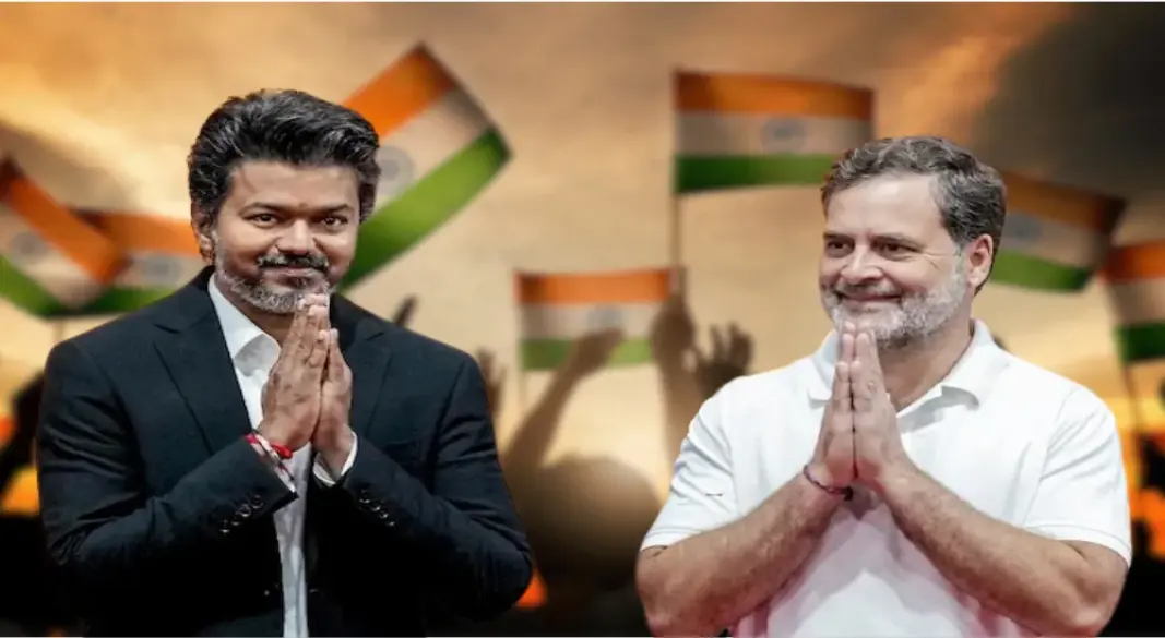 ভারতের লোকসভা নির্বাচনকে সামনে রেখে রাহুল গান্ধী ও টিভিকে প্রধান বিজয়। ছবি: সংগৃহীত