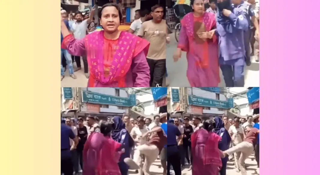 রাজবাড়ীতে পুলিশের উপস্থিতিতেই নারী ব্যবসায়ীকে হকার্স গ্রুপের লাথি-ঘুষি, ভাইরাল ভিডিও