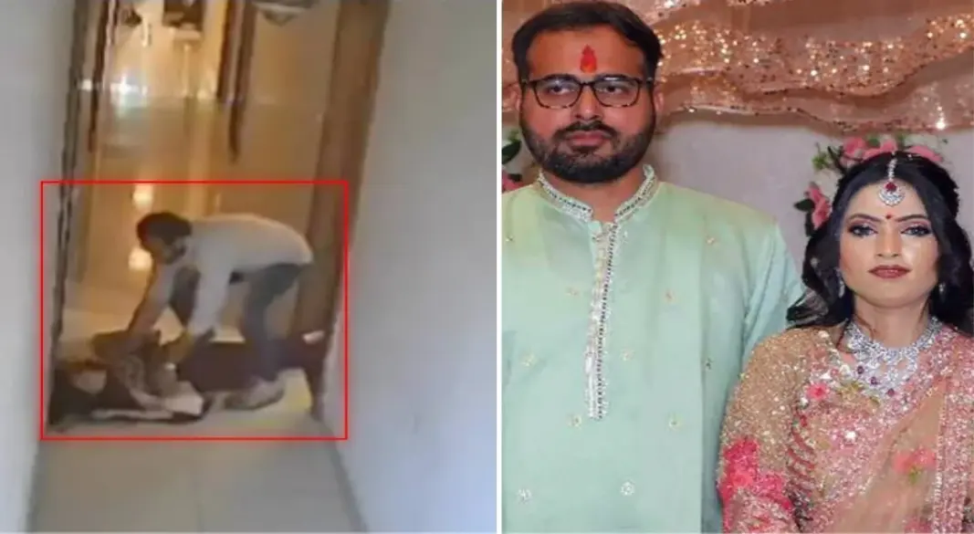 ভারতের উত্তর প্রদেশের ঝাঁসির একটি হোটেলে নববধূ মুসকানের মৃত্যুর ঘটনায় সিসিটিভি ফুটেজ পরীক্ষা করছে পুলিশ। গ্রাফিক্স: আমেরিকা বাংলা
