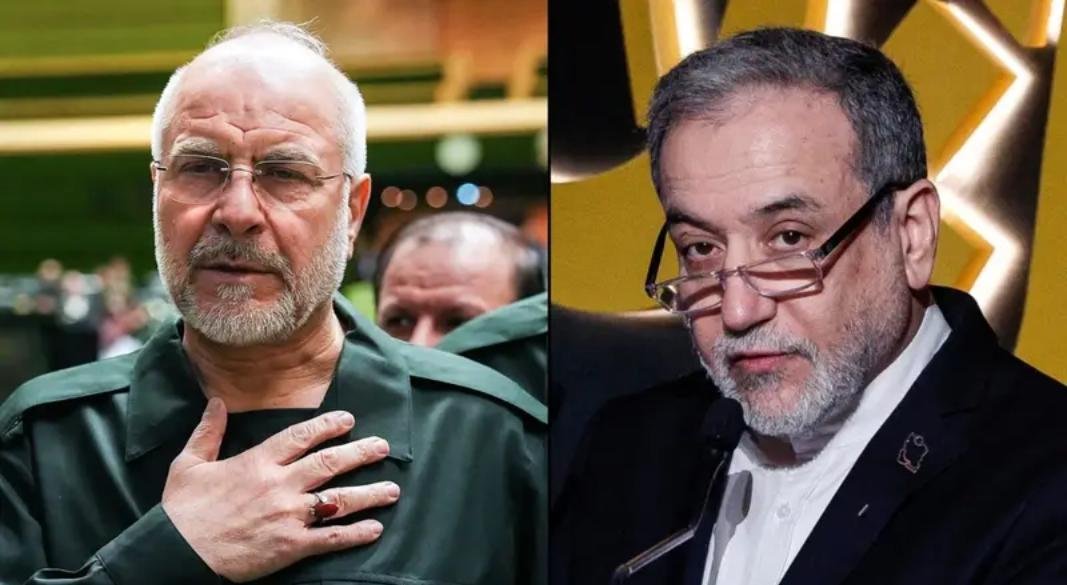 ইরানের পার্লামেন্টের স্পিকার মোহাম্মদ বাঘের ঘালিবাফ এবং পররাষ্ট্রমন্ত্রী আব্বাস আরাগচি