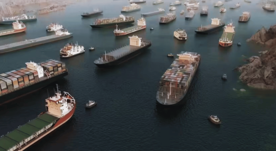 হরমুজ প্রণালিতে জাহাজের জট। ছবি: সংগৃহীত