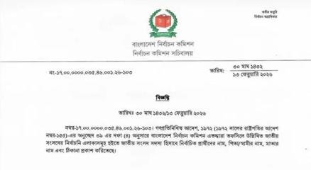 গণভোট ও নির্বাচিতদের গেজেট প্রকাশ