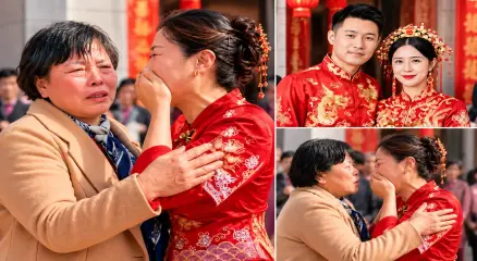 চীনের সুঝৌ শহরে ছেলের বিয়ের অনুষ্ঠানে কনের হাতে জন্মদাগ দেখে তাঁকে নিজের হারিয়ে যাওয়া জন্মদাত্রী মেয়ে হিসেবে শনাক্ত করেন এক নারী। ছবি: সংগৃহীত