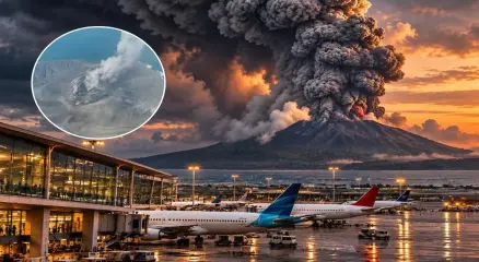 ইন্দোনেশিয়ার আনাক ক্রাকাতোয়া আগ্নেয়গিরিতে অগ্ন্যুৎপাতের পর জাকার্তার প্রধান আন্তর্জাতিক বিমানবন্দরে ফ্লাইট চলাচল ব্যাহত হয়েছে। ছবি: সংগৃহীত