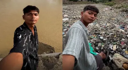 মধ্যপ্রদেশের ২০ বছর বয়সী সুরেন্দ্র সিং চৌধুরী নিজের উদ্যোগে দূষিত অজনার নদী পরিষ্কার করে আলোচনায় এসেছেন। ছবি: সংগৃহীত