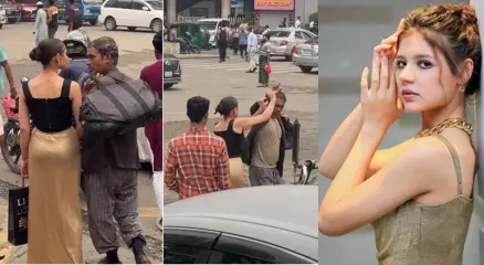 ঢাকার রাস্তায় মডেল মনিকার মারধরের দৃশ্য।