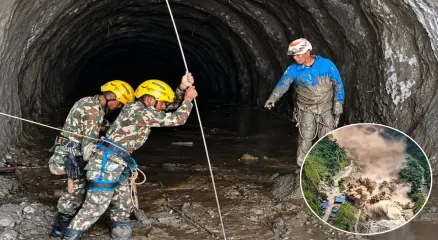 নেপালের রাশুয়া জেলার ত্রিশূলী-৩এ জলবিদ্যুৎ প্রকল্পের টানেলে উদ্ধার অভিযান জোরদার করা হয়েছে। ছবি: সংগৃহীত
