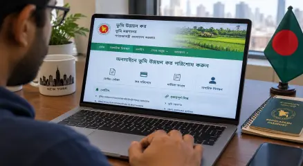 আমেরিকায় বসেই অনলাইন ভূমিসেবা ব্যবস্থার মাধ্যমে বাংলাদেশের জমির ভূমি উন্নয়ন কর বা খাজনা পরিশোধ করা যায়। ছবি: সংগৃহীত