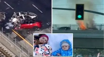 ভয়াবহ সড়ক দুর্ঘটনায় প্রাণ হারান ইভানা বালিস্ট্রেরি ও তার শিশুকন্যা। ছবি: সংগৃহীত