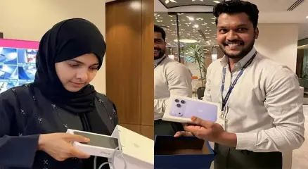 চকলেট দেওয়ার কথা বলে প্যাকেট খুলতেই দুবাইয়ের এক প্রতিষ্ঠানের কর্মীর হাতে উঠে এলো নতুন আইফোন ১৮। ছবি: সংগৃহীত